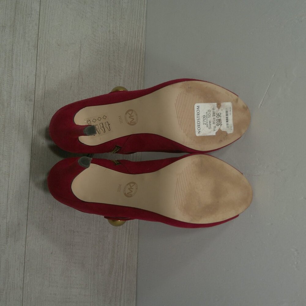 Michael - Michael Kors Sexy Red Stiletto Peep Toe Heels Size 10 M | 40 M - Picture 14 of 15